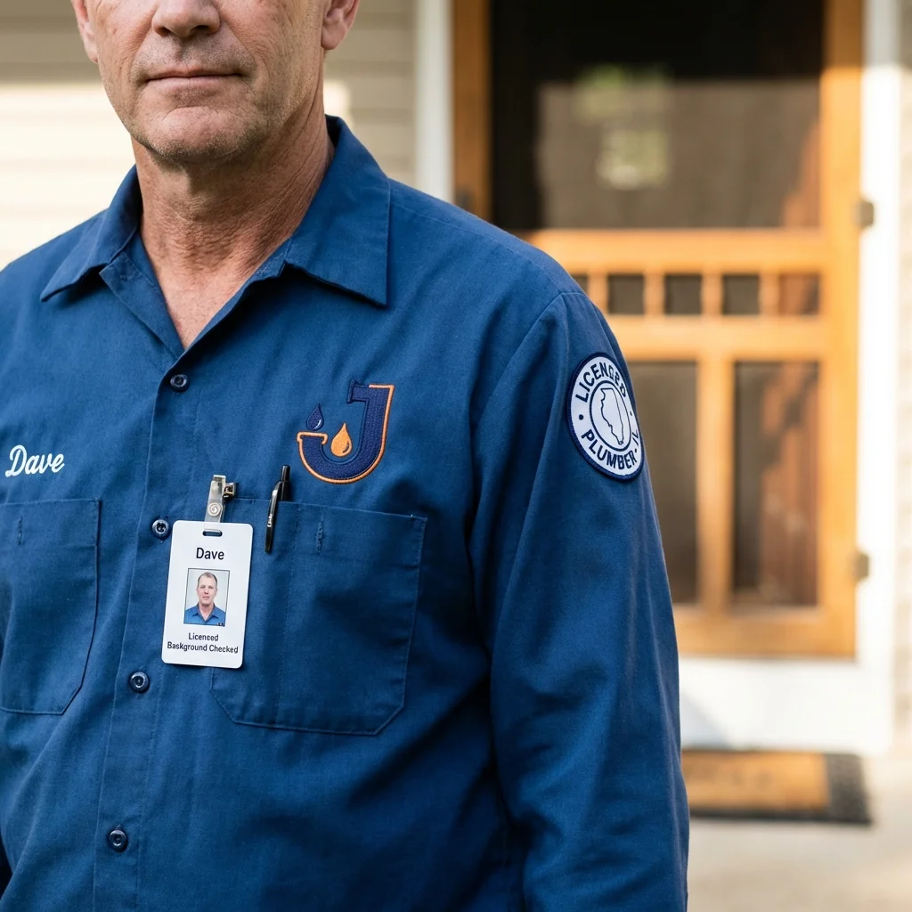 Licensed plumber showing ID badge in Dermott, AR